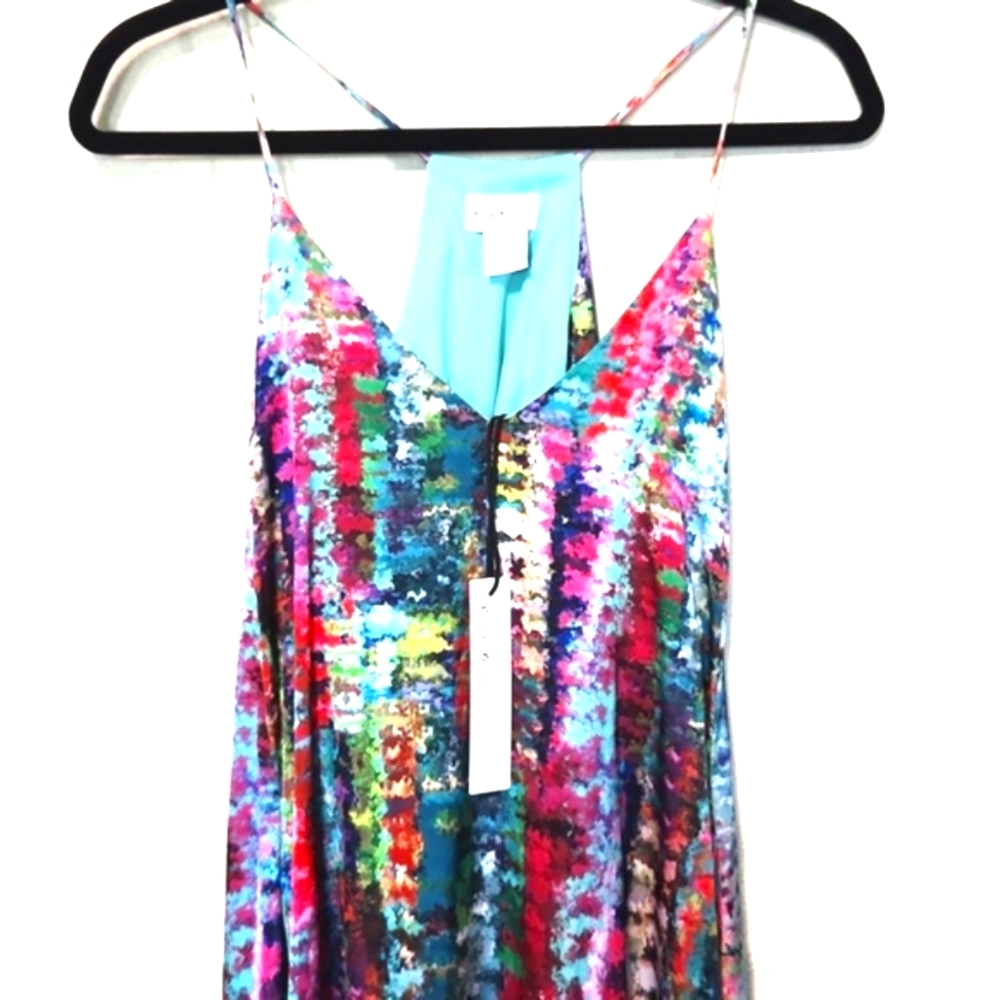 NEW! Nicole Miller New York Satin Watercolor Multicolor Maxi Dress Size Small - Picture 10 of 13